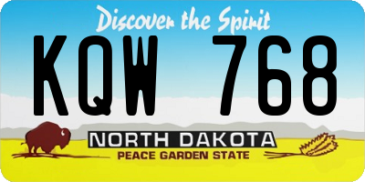 ND license plate KQW768