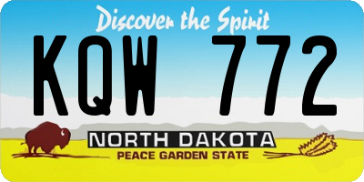 ND license plate KQW772