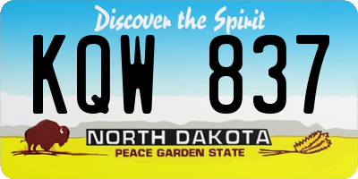 ND license plate KQW837