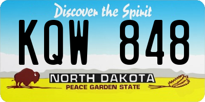 ND license plate KQW848