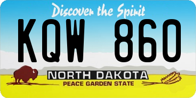 ND license plate KQW860