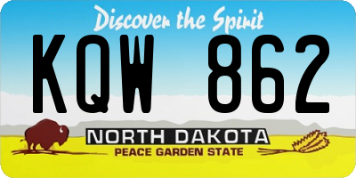 ND license plate KQW862