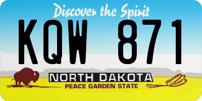 ND license plate KQW871