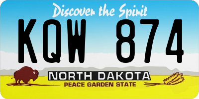 ND license plate KQW874
