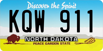 ND license plate KQW911