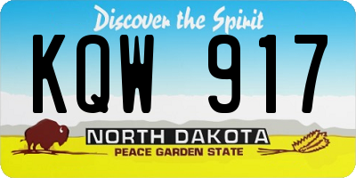 ND license plate KQW917