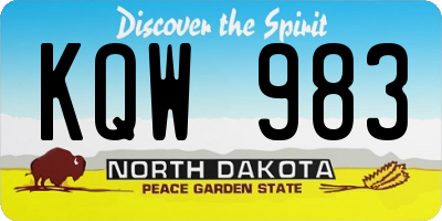 ND license plate KQW983