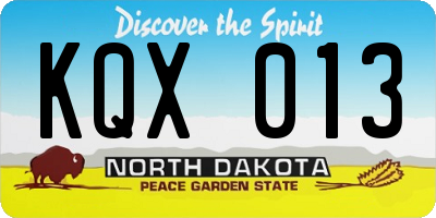 ND license plate KQX013