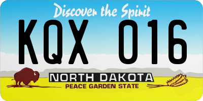 ND license plate KQX016