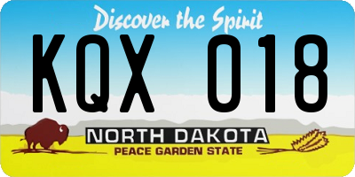 ND license plate KQX018