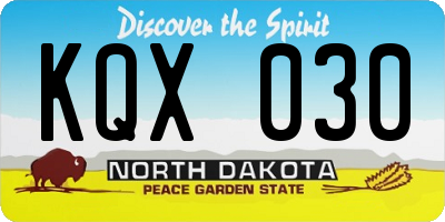 ND license plate KQX030