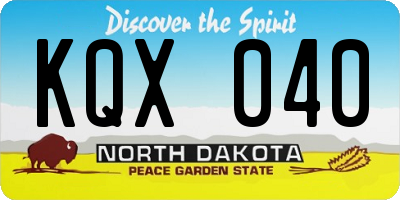 ND license plate KQX040