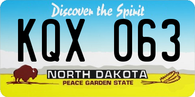 ND license plate KQX063