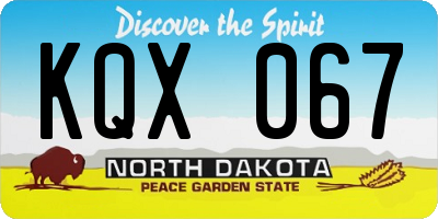 ND license plate KQX067