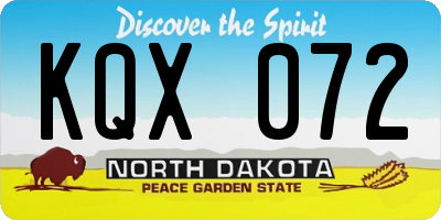 ND license plate KQX072