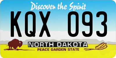 ND license plate KQX093