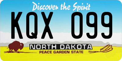 ND license plate KQX099