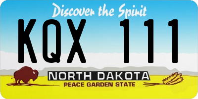 ND license plate KQX111