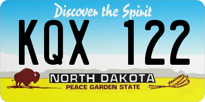 ND license plate KQX122