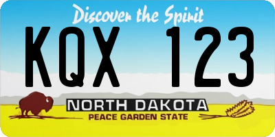 ND license plate KQX123