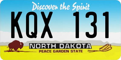 ND license plate KQX131
