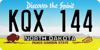 ND license plate KQX144