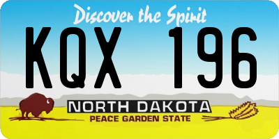 ND license plate KQX196