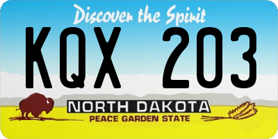 ND license plate KQX203