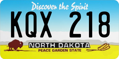 ND license plate KQX218