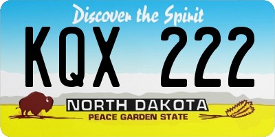 ND license plate KQX222