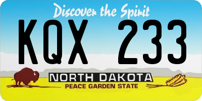 ND license plate KQX233