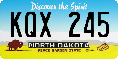ND license plate KQX245