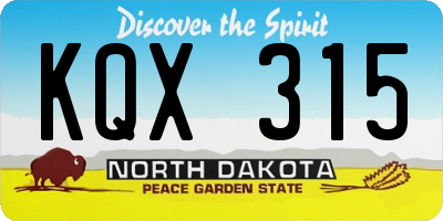 ND license plate KQX315