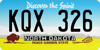 ND license plate KQX326