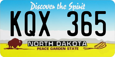 ND license plate KQX365