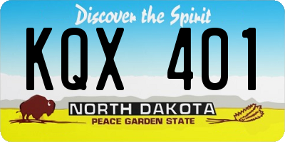 ND license plate KQX401