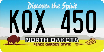 ND license plate KQX450