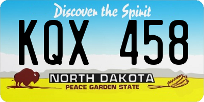 ND license plate KQX458