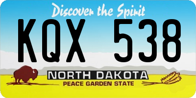 ND license plate KQX538