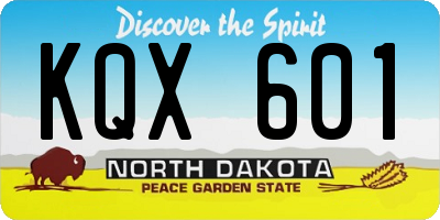ND license plate KQX601
