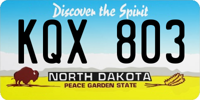 ND license plate KQX803