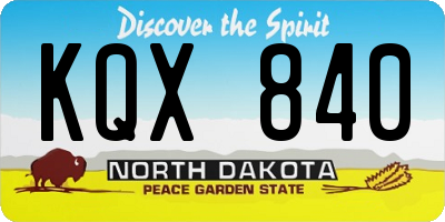 ND license plate KQX840