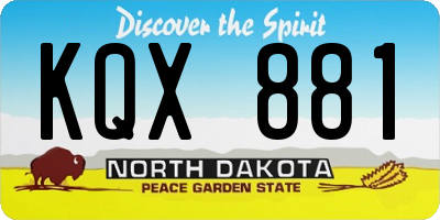 ND license plate KQX881