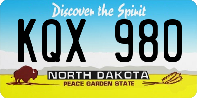 ND license plate KQX980