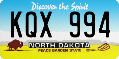 ND license plate KQX994