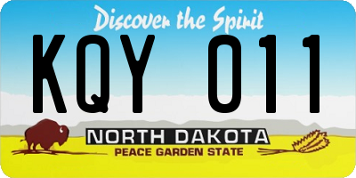 ND license plate KQY011