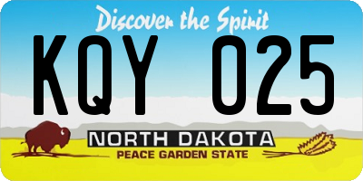ND license plate KQY025