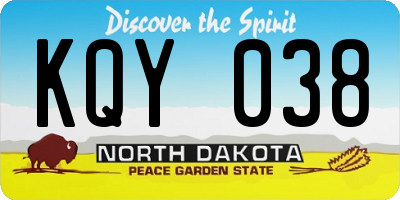 ND license plate KQY038
