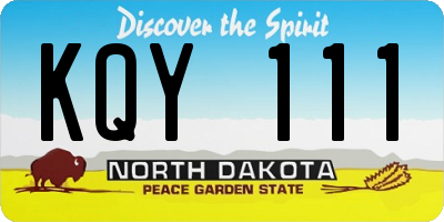 ND license plate KQY111