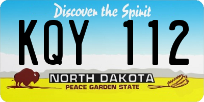 ND license plate KQY112
